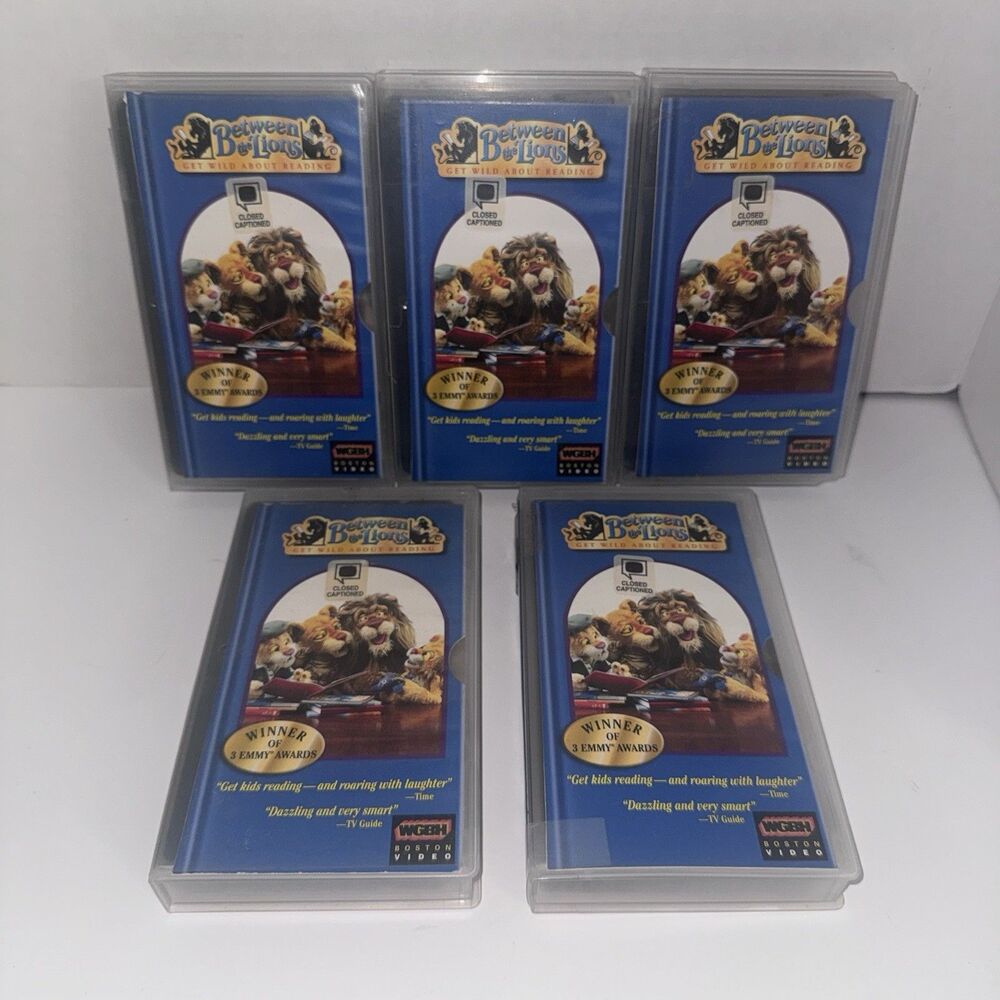 Between the Lions VHS Lot 5 PBS Kids WGBH 2001 Rare Educational Al Roker Muppets